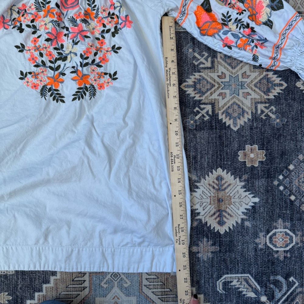 Free People Fleur Du Jour Off-The-Shoulder Mini Embroidered Dress Light Blue XS - Picture 10 of 13